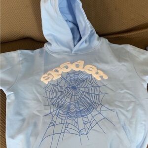 Spider Light Blue Hoodie with Spider Web Design